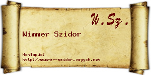 Wimmer Szidor névjegykártya